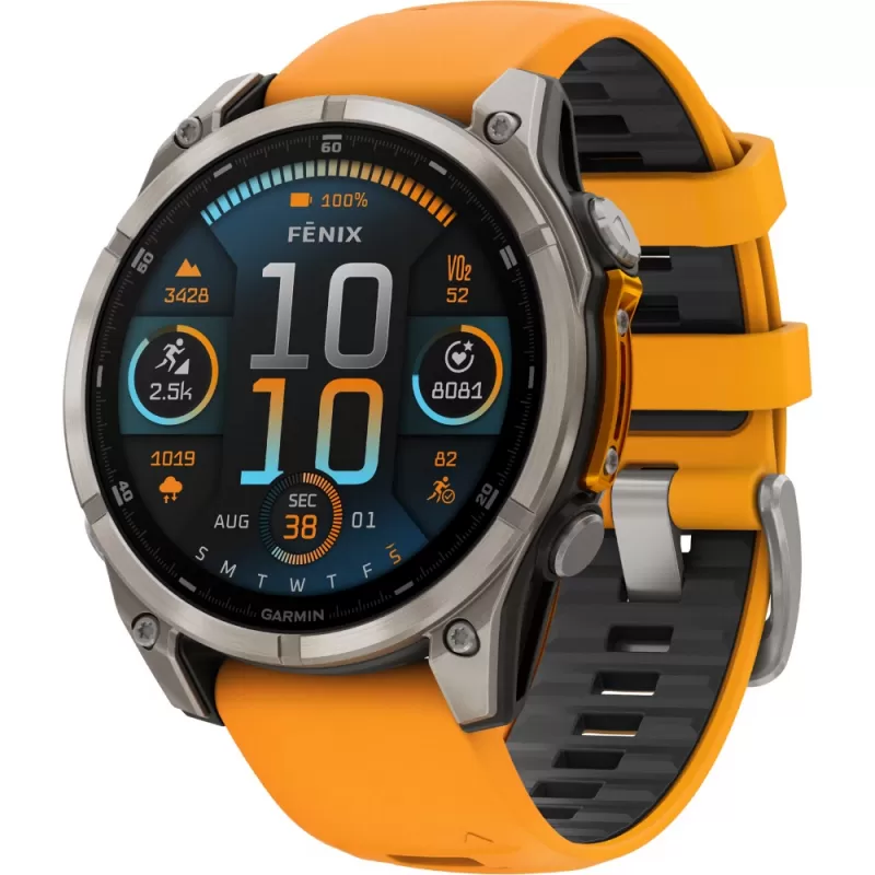 Reloj GPS Garmin Fēnix 8 47mm AMOLED Sapphire - Titanium/Spark Orange Graphite (010-02904-10)