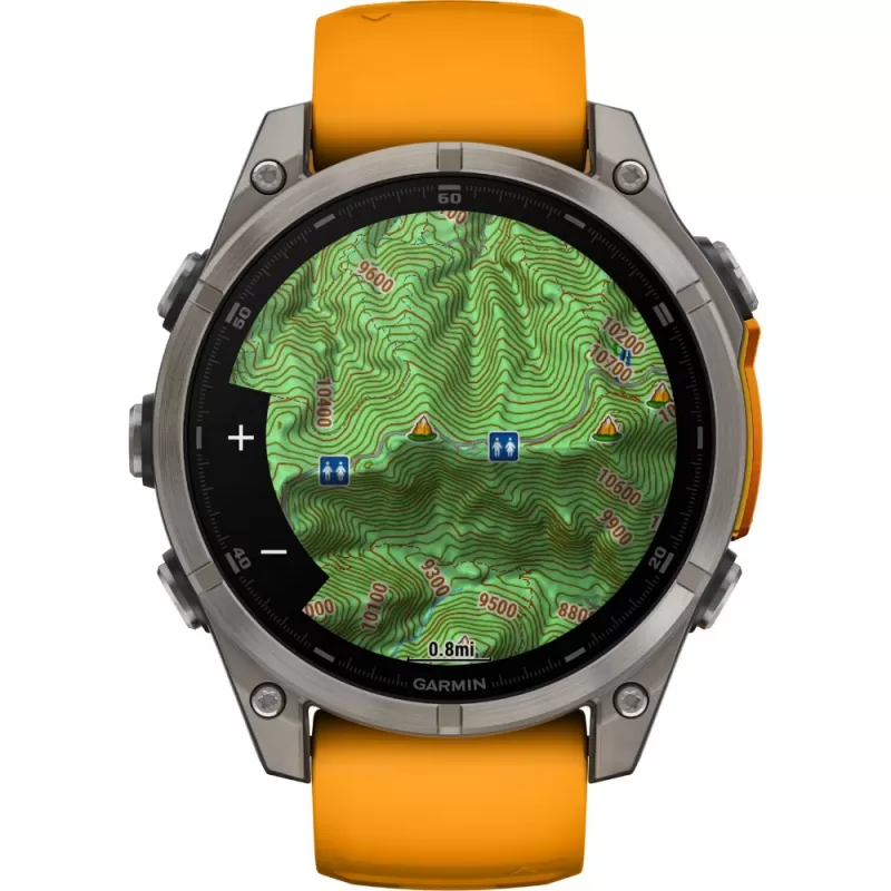Reloj GPS Garmin Fēnix 8 47mm AMOLED Sapphire - Titanium/Spark Orange Graphite (010-02904-10)
