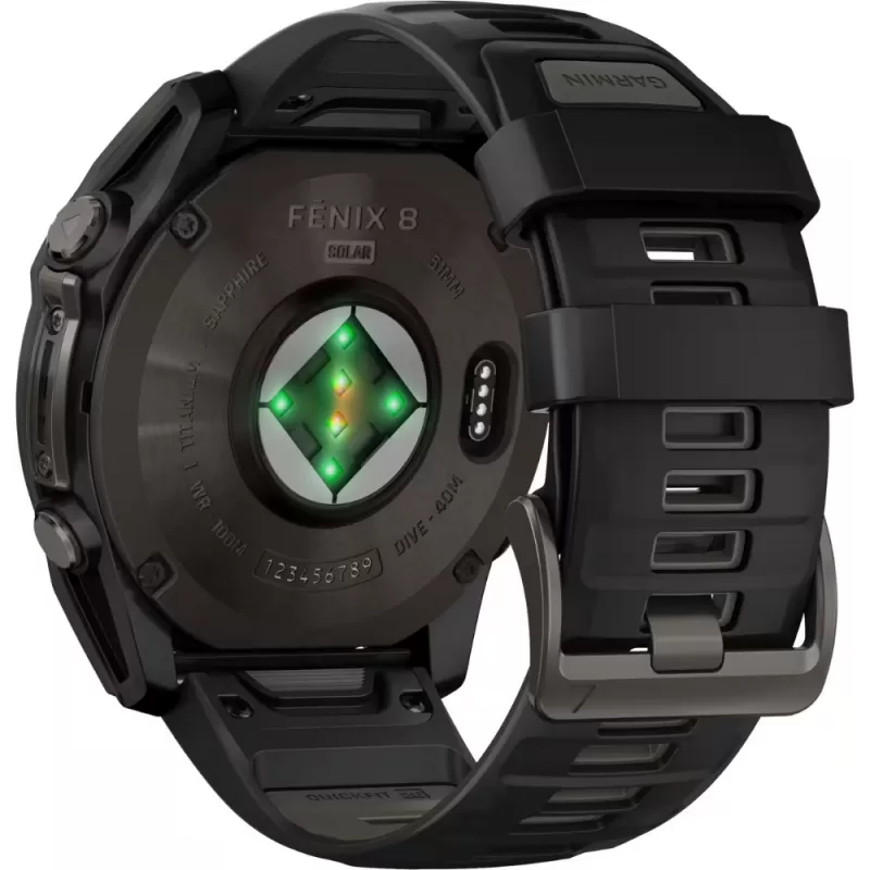 Reloj GPS Garmin Fēnix 8 51mm Solar Sapphire - Carbon Gray DLC Titanium/Black Pebble Gray (010-02907-10)