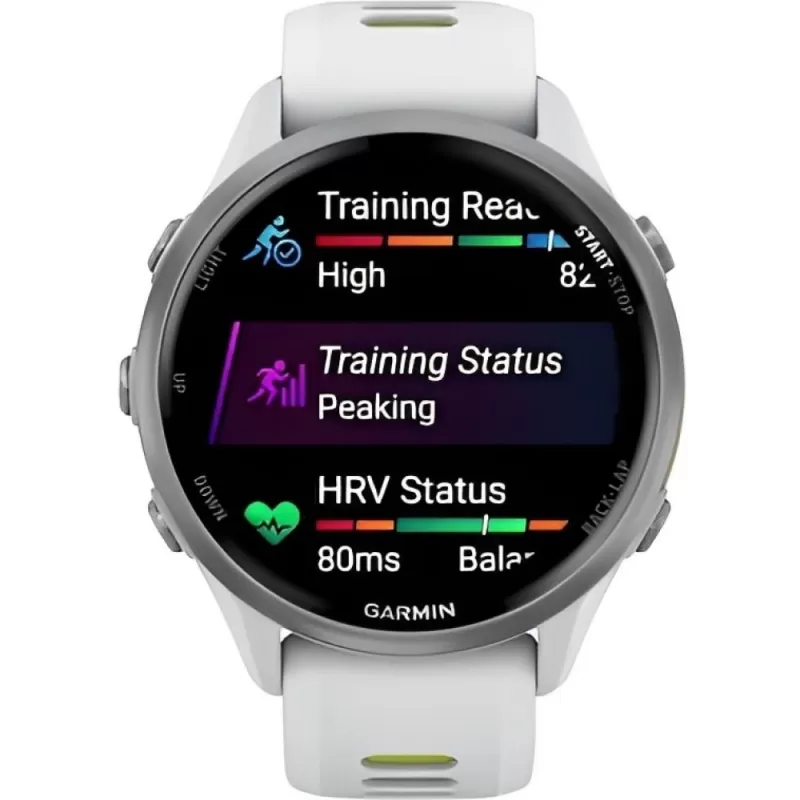 Reloj GPS Garmin Forerunner 970 - Titanium Whitestone/Translucent Amp Yellow (010-02969-01) 