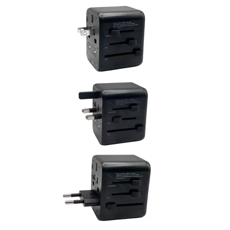 Adaptador de Viaje Universal Sate AD-0003 USB-A/USB-C 2V - Black
