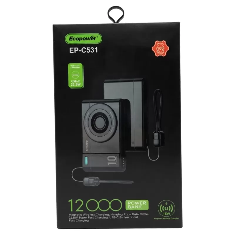 Cargador Portátil Wireless Ecopower EP-C531 12.000mAh - Black