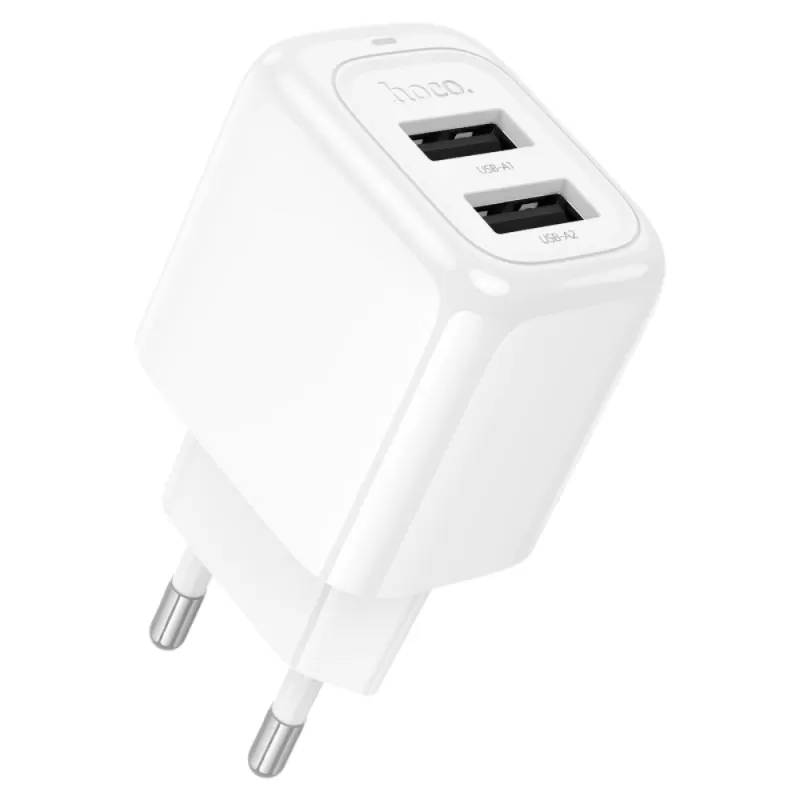 Cargador Hoco Dual Output USB-A CS51A 12W - White + Cable microUSB