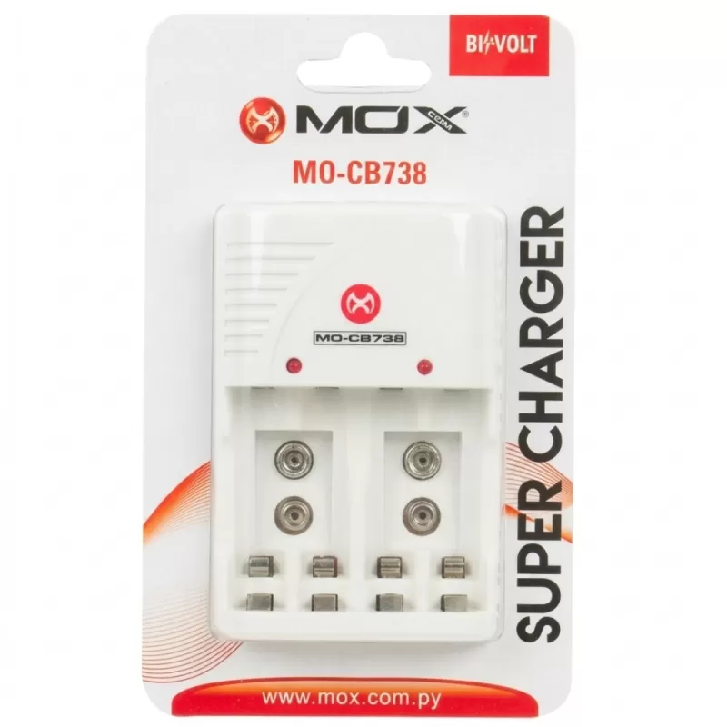 Cargador de Pila Mox MO-CB738 AAA/AA/9V 2V - White