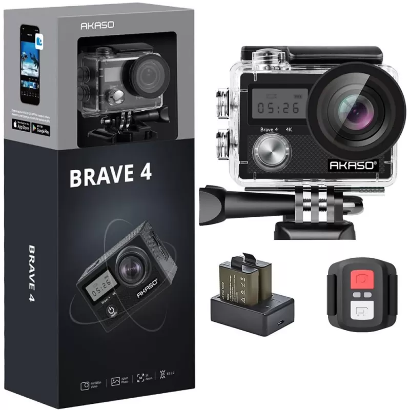 Cámara de Acción Akaso Brave 4 20MP 4K Wi-Fi - B...