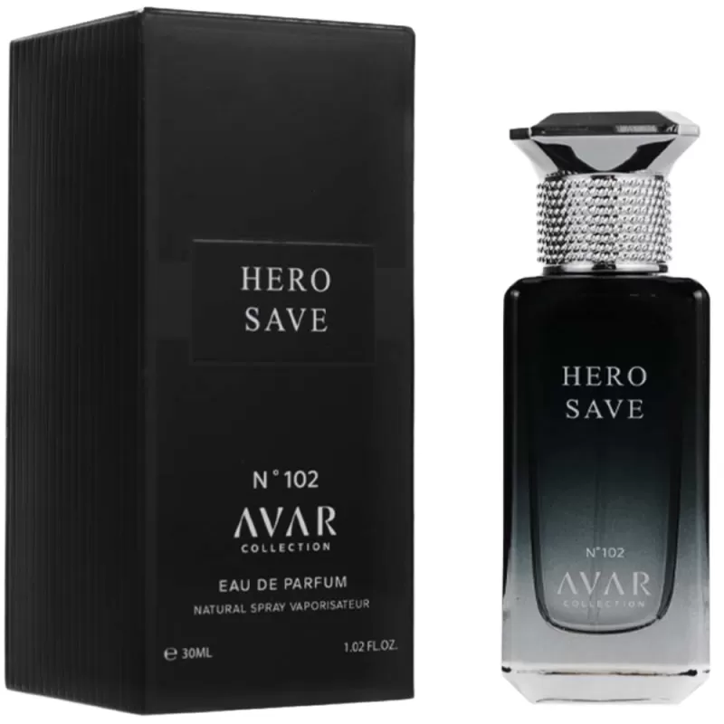 Perfume Avar Collection N° 102 Hero Save EDP Masc...