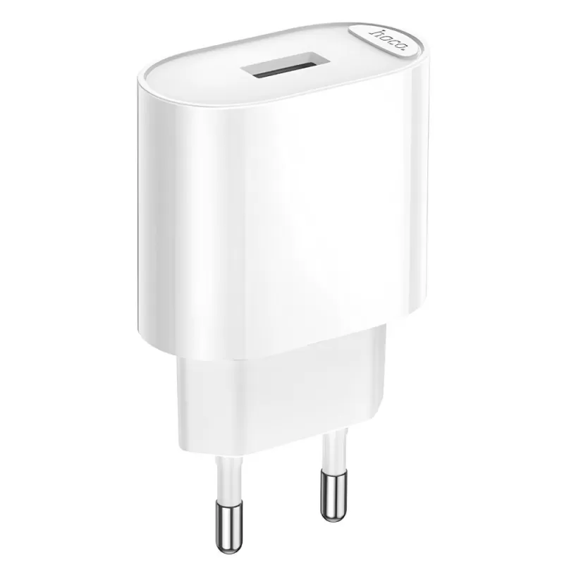 Cargador Hoco Single Port USB-A C109A 10.5W - White + Cable microUSB