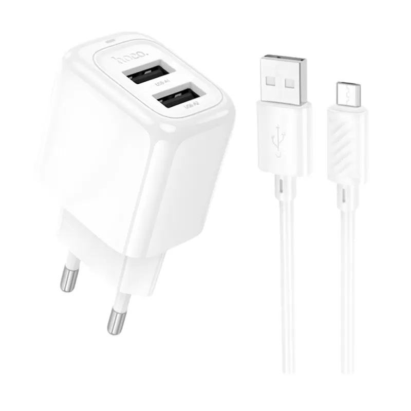 Cargador Hoco Dual Port USB-A CS51A 12W - White + ...