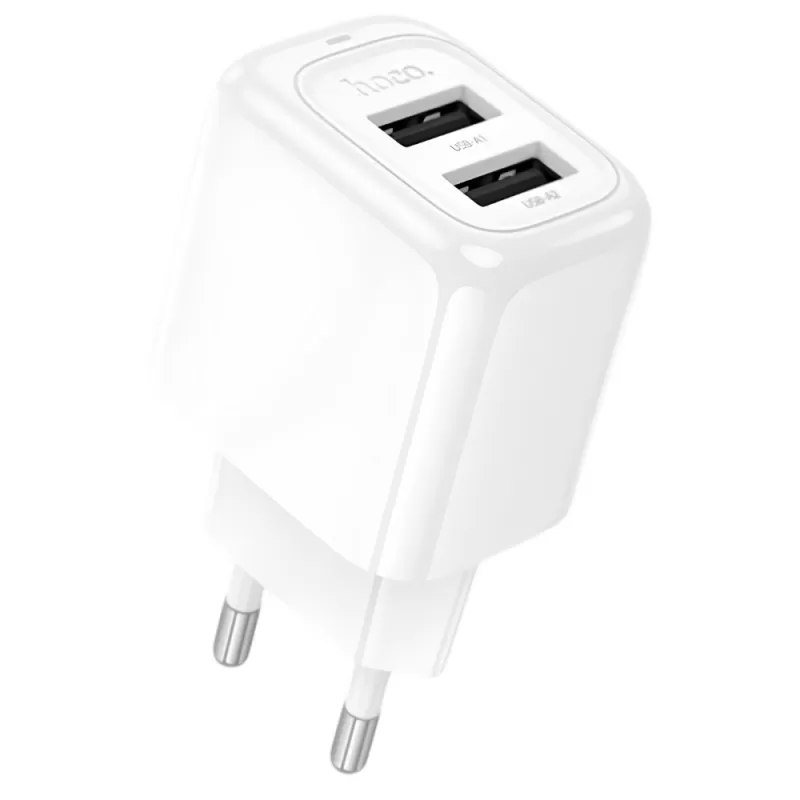 Cargador Hoco Dual Port USB-A CS51A 12W - White + Cable microUSB