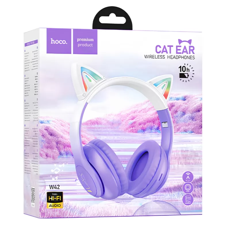 Auricular Hoco Cat Ear W42 Bluetooth - Pink/Purlple
