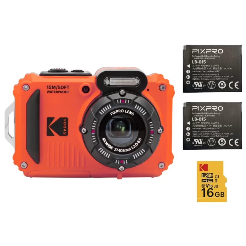 Cámara Digital Kodak Pixpro WPZ2 Orange + 2 Bater...