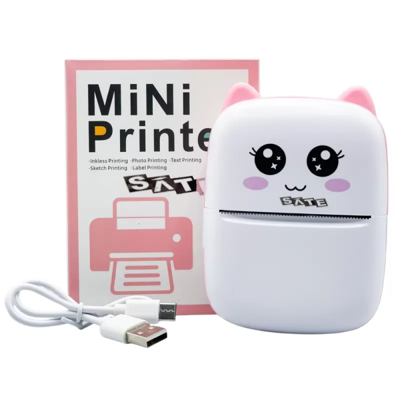 Mini Impresora Térmica Sate A-DV903 - White/Pink